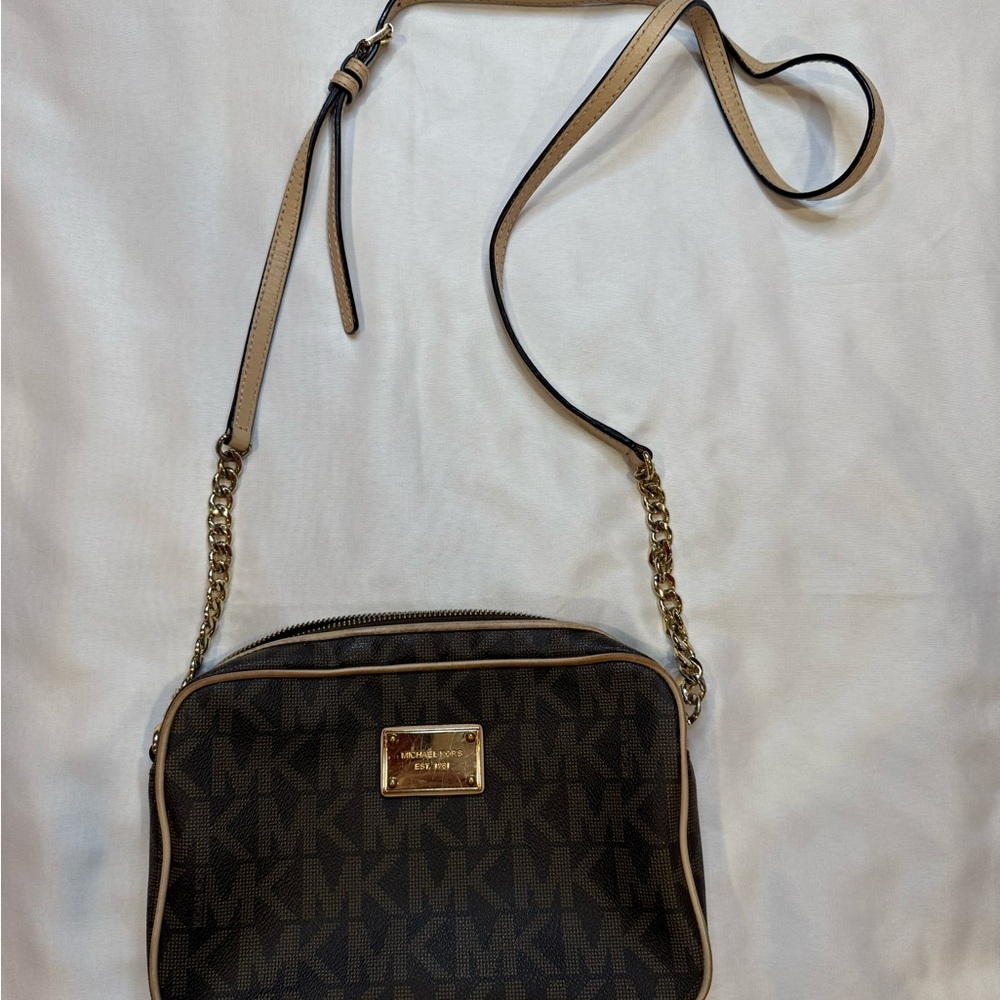 Michael Kors Black and Tan Crossbody Bag